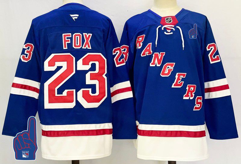 Men New York Rangers 23 Fox Blue Fanatics 2025 NHL Jersey style 6